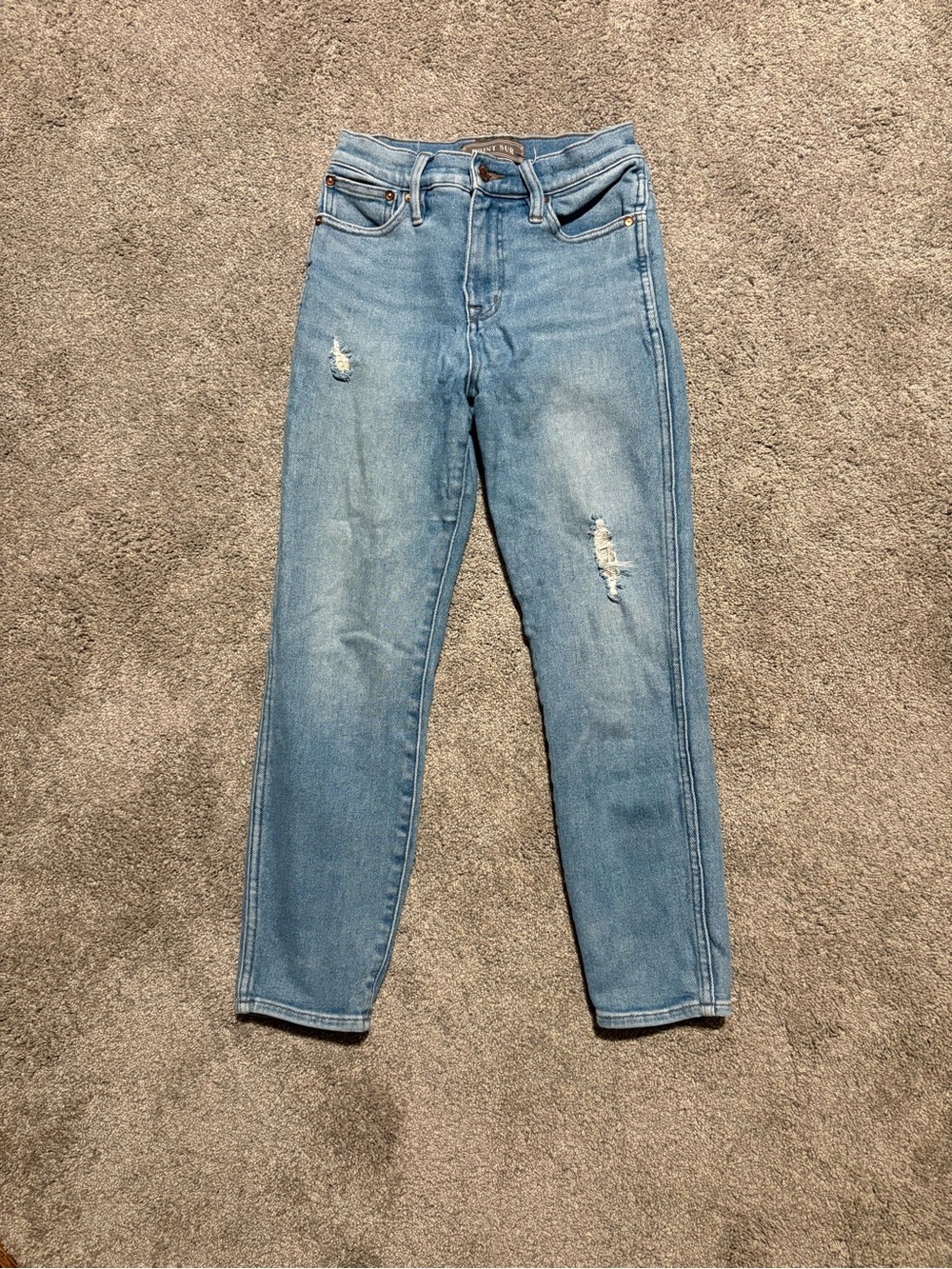 J. Crew Point Sur Light Blue Distressed High-Rise Petite Jeans